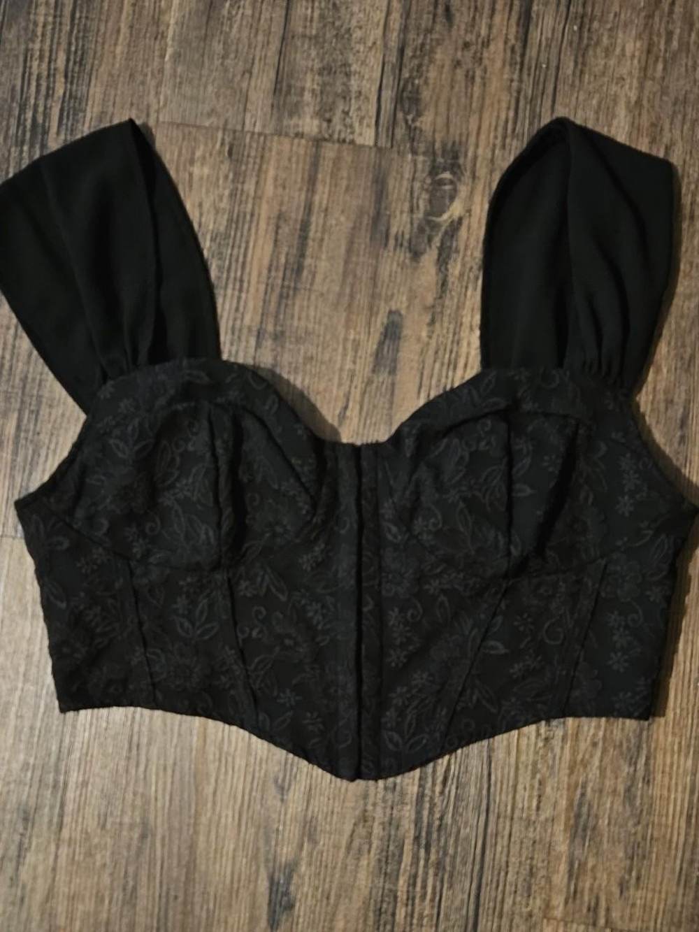 Black Floral Bustier Corset Top